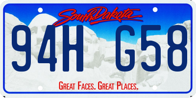 SD license plate 94HG58
