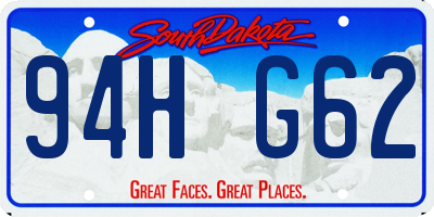 SD license plate 94HG62