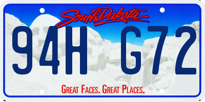 SD license plate 94HG72