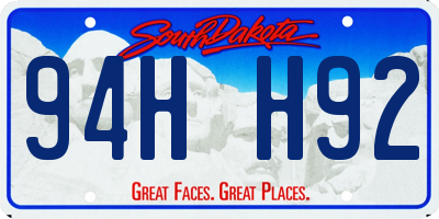 SD license plate 94HH92