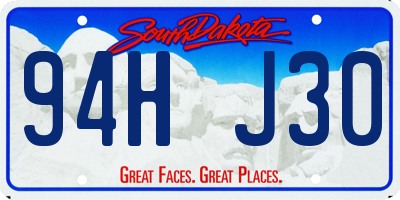 SD license plate 94HJ30