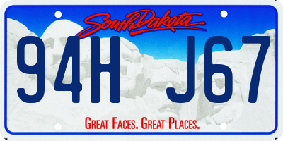 SD license plate 94HJ67