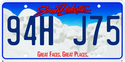 SD license plate 94HJ75