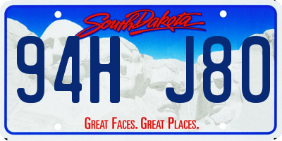 SD license plate 94HJ80