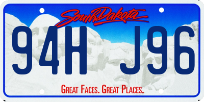 SD license plate 94HJ96