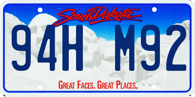 SD license plate 94HM92