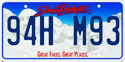 SD license plate 94HM93