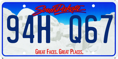 SD license plate 94HQ67
