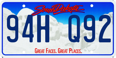 SD license plate 94HQ92