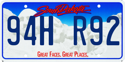 SD license plate 94HR92