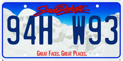 SD license plate 94HW93