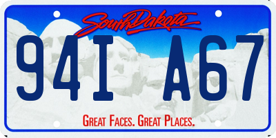SD license plate 94IA67