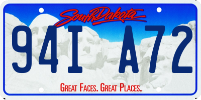 SD license plate 94IA72