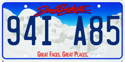 SD license plate 94IA85