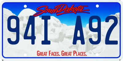 SD license plate 94IA92