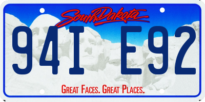 SD license plate 94IE92