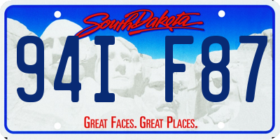 SD license plate 94IF87