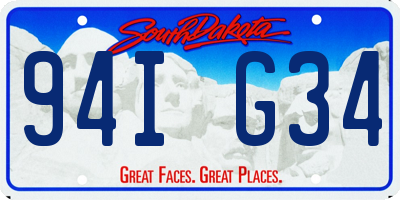 SD license plate 94IG34