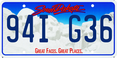 SD license plate 94IG36