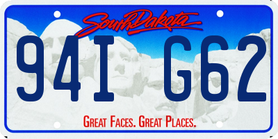 SD license plate 94IG62