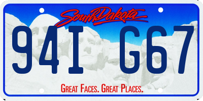 SD license plate 94IG67
