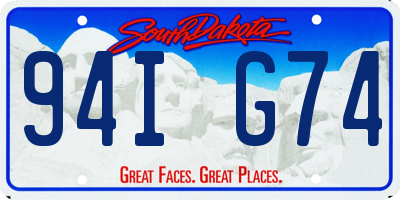 SD license plate 94IG74