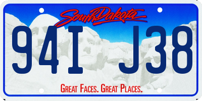 SD license plate 94IJ38