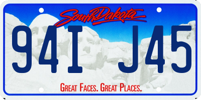 SD license plate 94IJ45