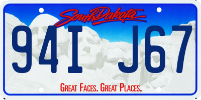 SD license plate 94IJ67