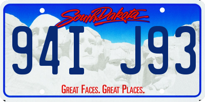 SD license plate 94IJ93