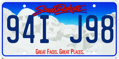 SD license plate 94IJ98