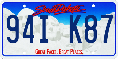 SD license plate 94IK87