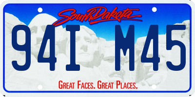 SD license plate 94IM45