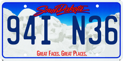 SD license plate 94IN36