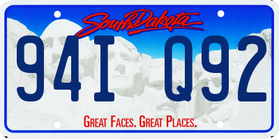 SD license plate 94IQ92