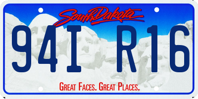 SD license plate 94IR16