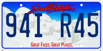 SD license plate 94IR45