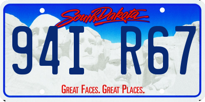 SD license plate 94IR67