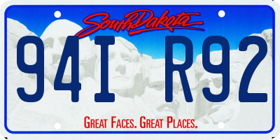 SD license plate 94IR92