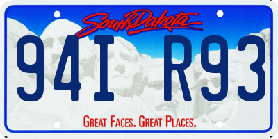 SD license plate 94IR93