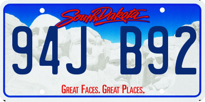 SD license plate 94JB92