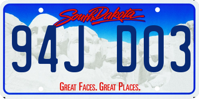 SD license plate 94JD03