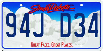 SD license plate 94JD34