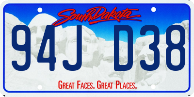 SD license plate 94JD38