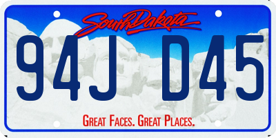 SD license plate 94JD45
