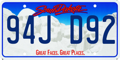 SD license plate 94JD92