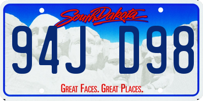 SD license plate 94JD98