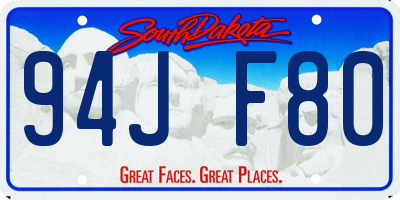 SD license plate 94JF80