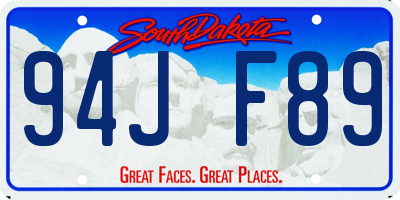 SD license plate 94JF89