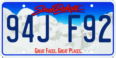 SD license plate 94JF92